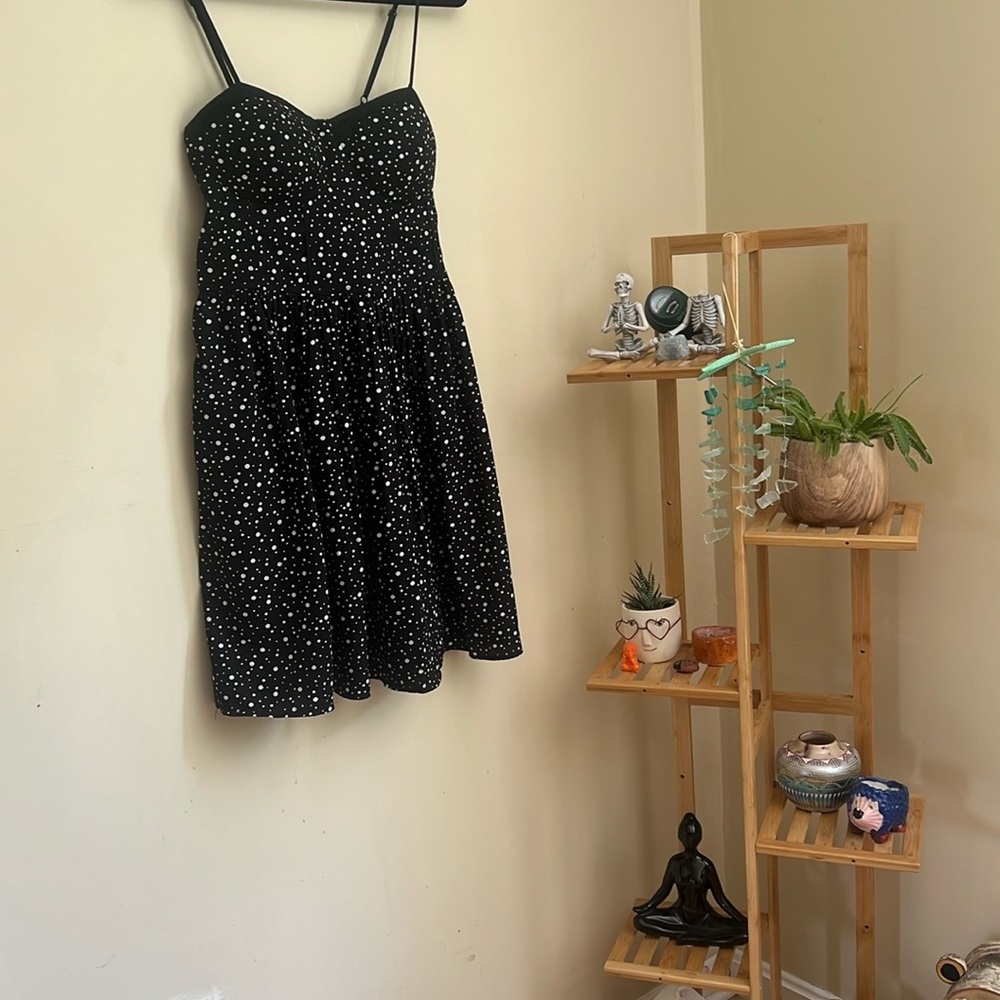 Fit and flare Black Polka Dot Mini Dress